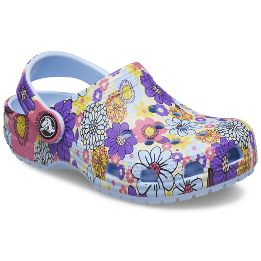 Crocs Classic Retro Floral Toddlers Clogs (209069) - Blue Calcite/Multi
