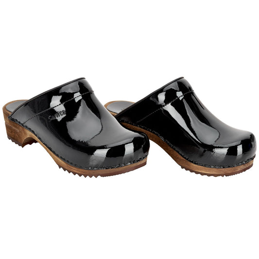 Sanita Retro Patent Danish Clogs in Black