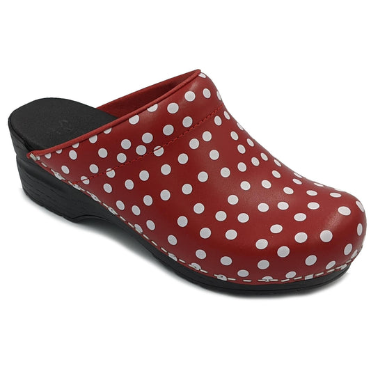 Sanita Fenja Spotty Flexible Clogs in Red (457048)