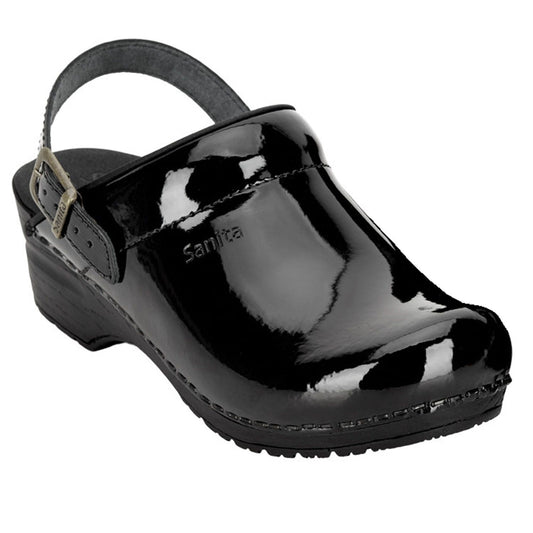 Sanita Freya Patent Flexible Clogs in Black (457548)