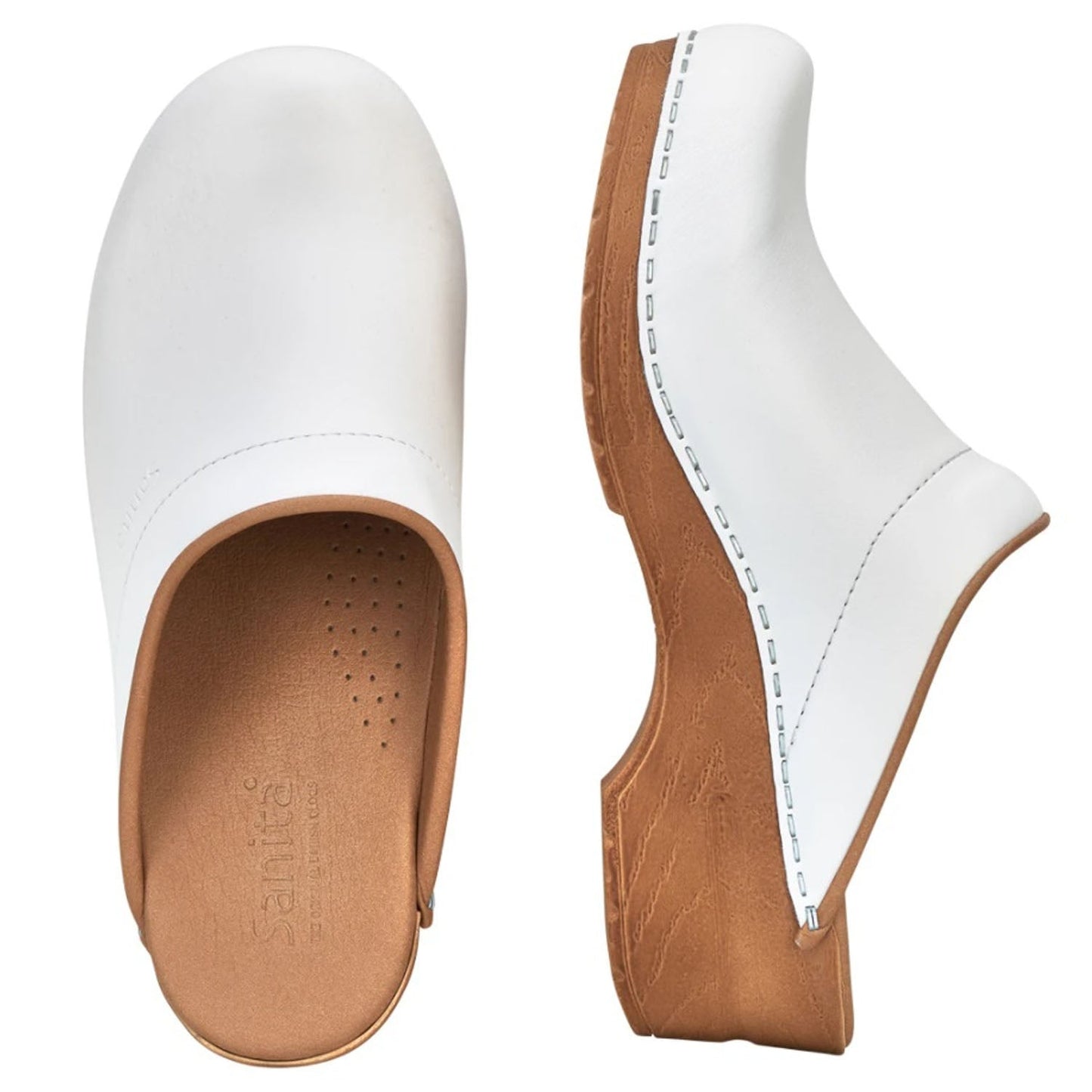 Sanita Sandra Open PU Clogs in White
