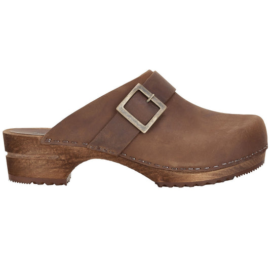 Sanita Big Buckle Danish Clogs in Antique Brown