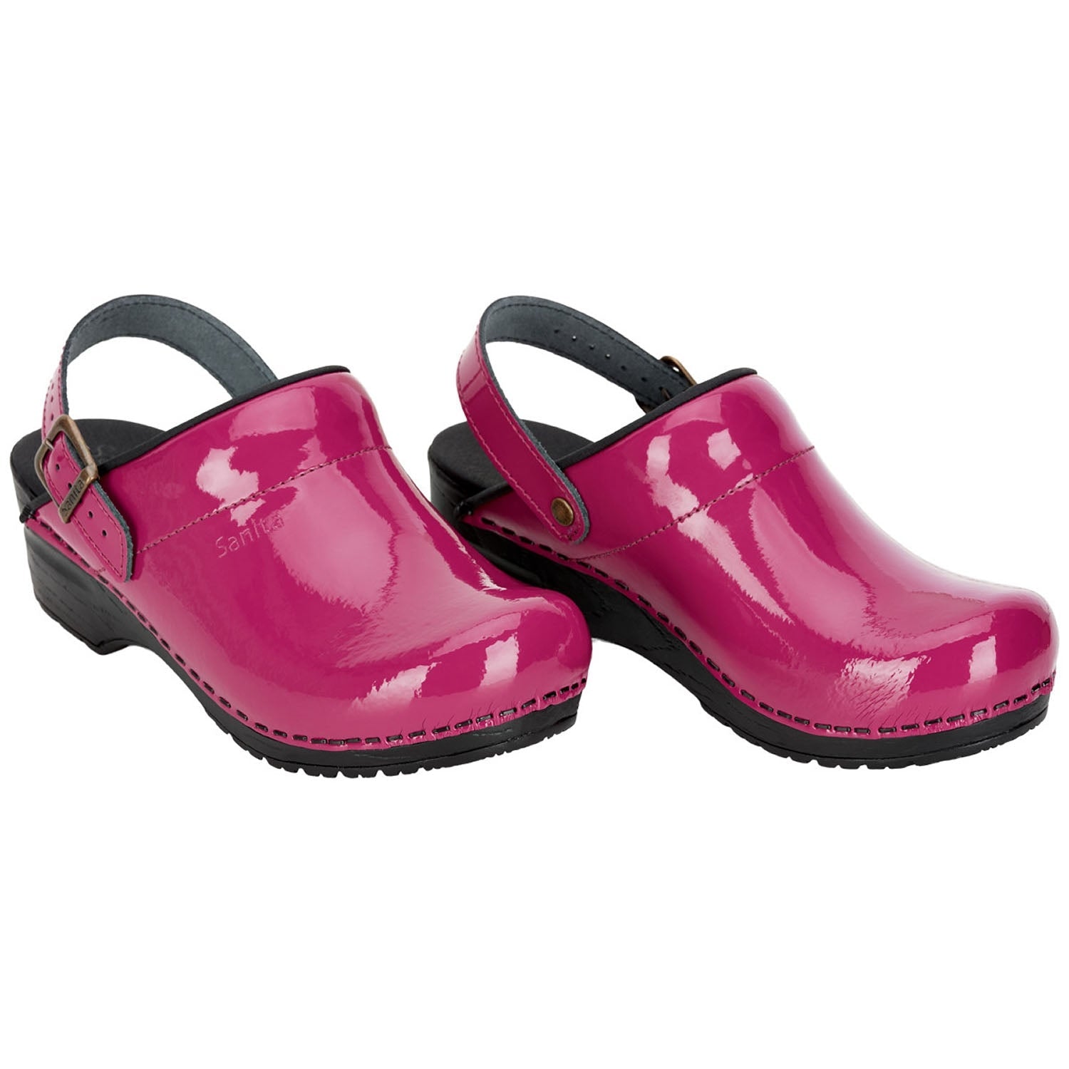 Sanita Freya Patent Flexible Clogs in Fuchsia
