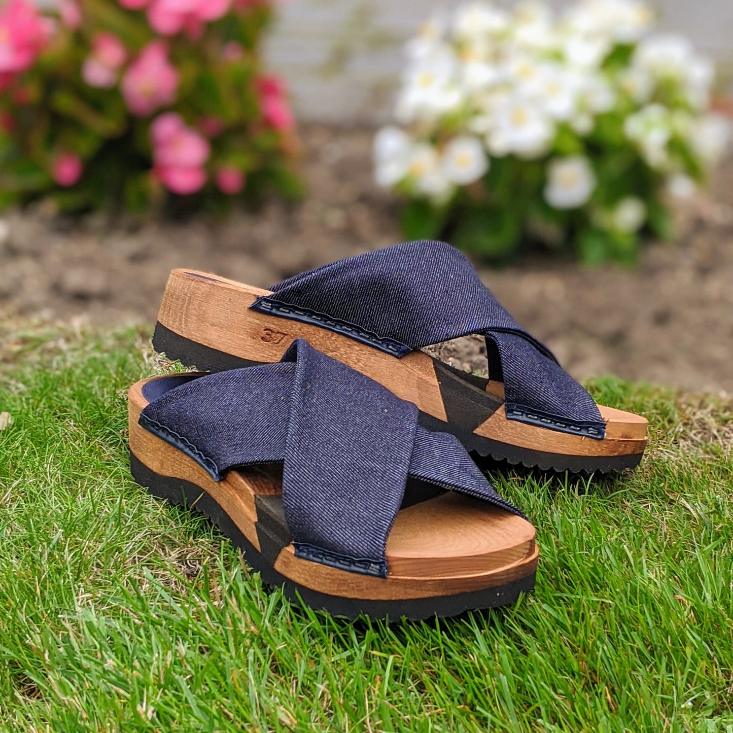 Sanita Tilka Vegan Flexible Denim Sandals in Navy (472923)