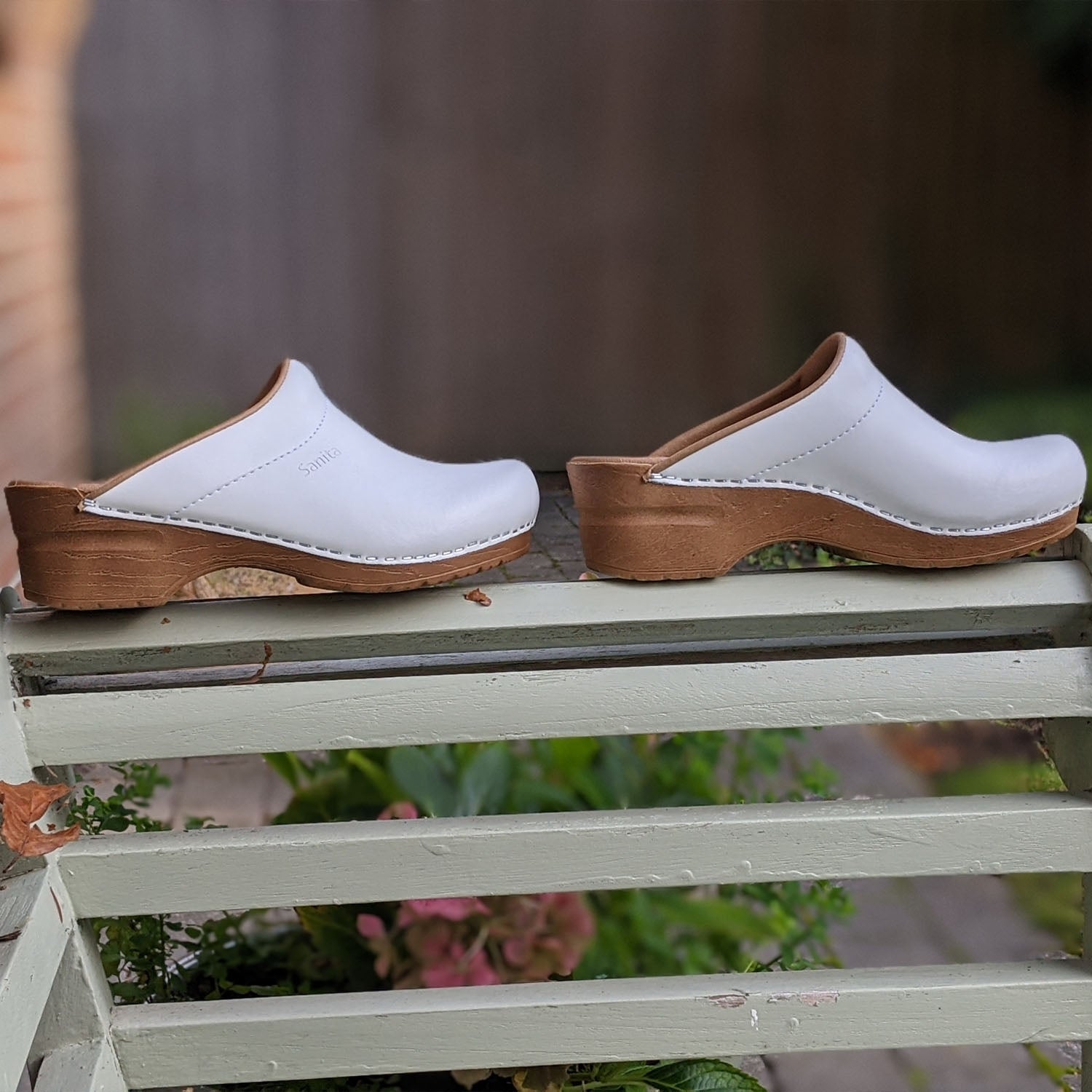 Sanita Sandra Open PU Clogs in White