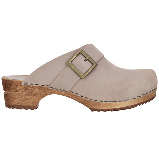 Sanita Big Buckle Danish Clogs in Olive Grey